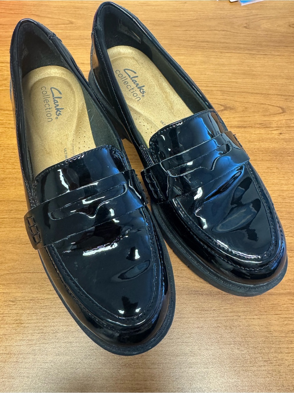 Clarks Black Patent Leather Loafers